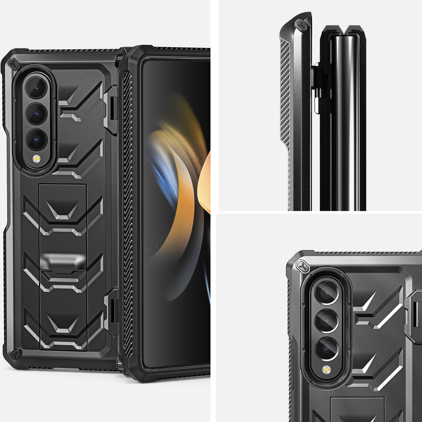 Mech King Samsung Galaxy Z Fold4 Case Rugged Mul-angele Kicktand