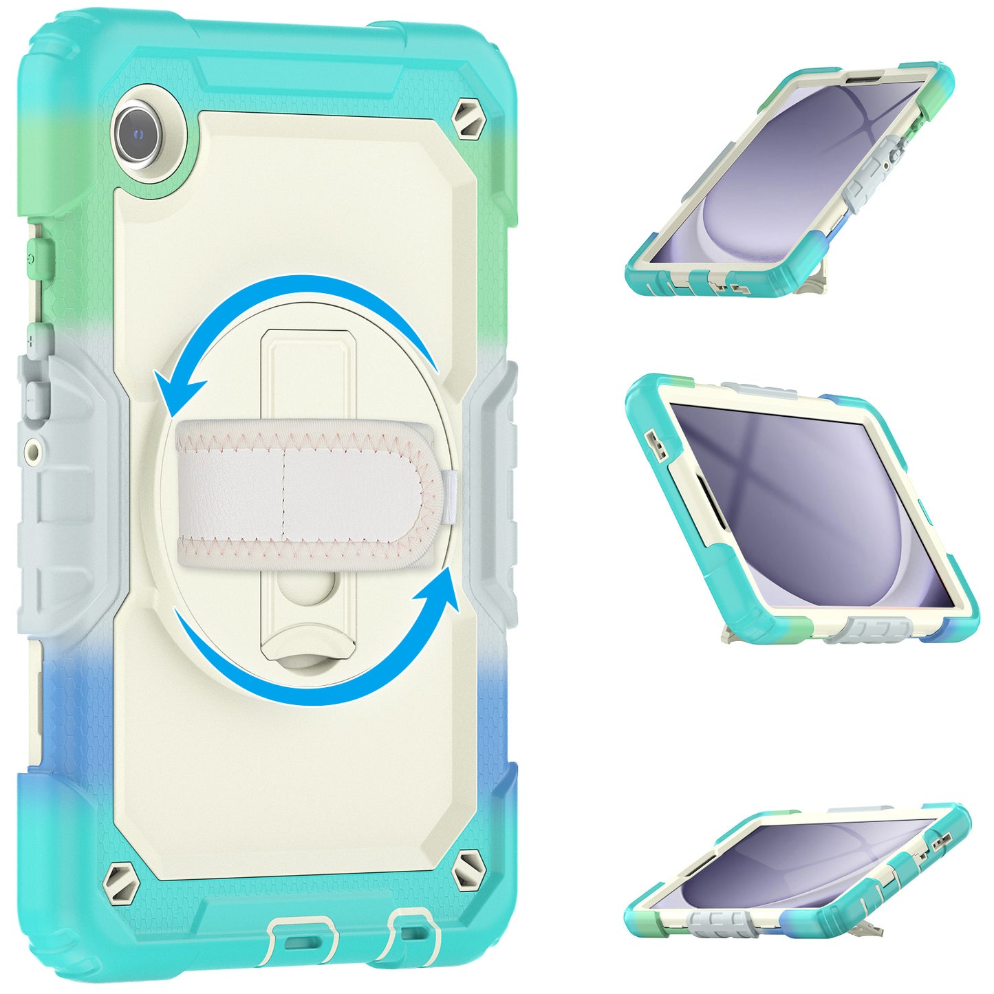 Tough Strap Built-in Screen Protector Galaxy Tab A9 Case Multi-functional