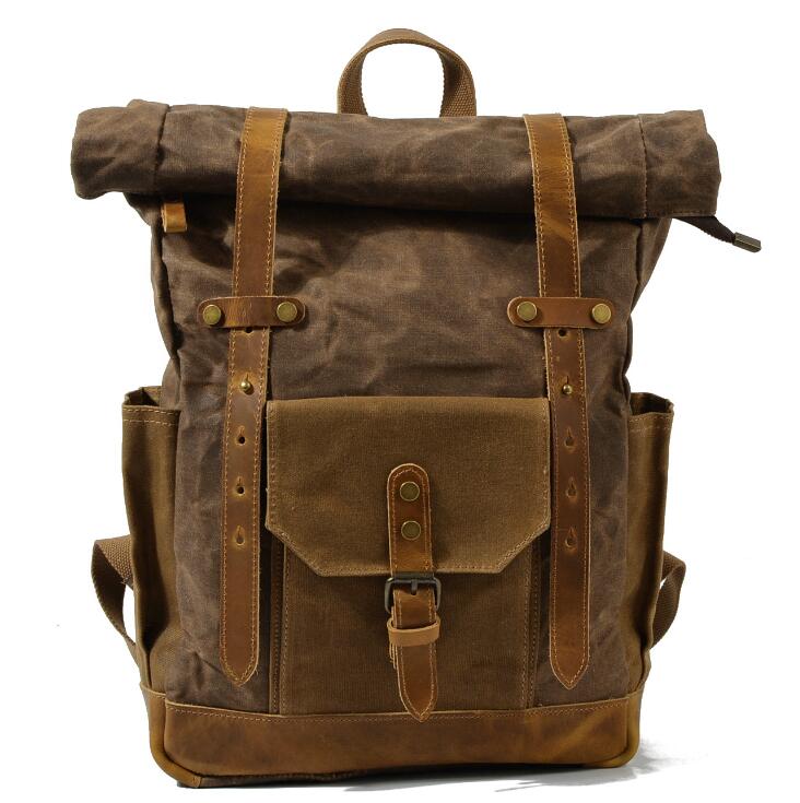 Men's Canvas Backpack Laptop Bag Waterproof Large Capacity Retro Travel Wear-resistant Batik