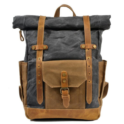 Men's Canvas Backpack Laptop Bag Retro Bump Waterproof Travel School Large Capacity