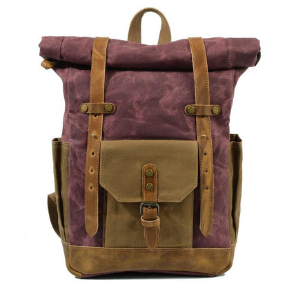 Men's Canvas Backpack Laptop Bag Retro Bump Waterproof Travel School Large Capacity