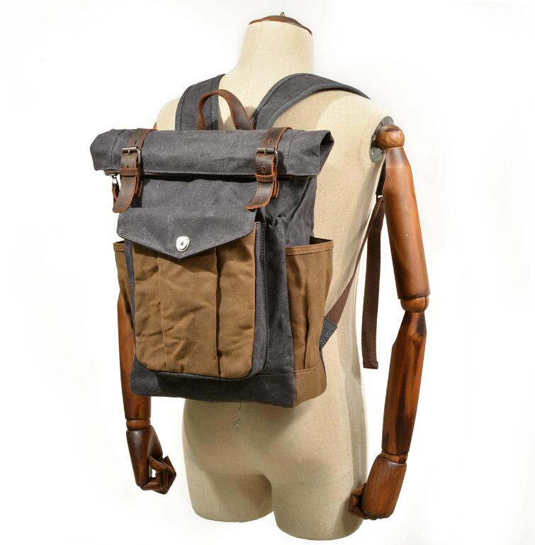 Men's Canvas Backpack Laptop Bag Travel Outdoor Sports Mountaineering Fashion