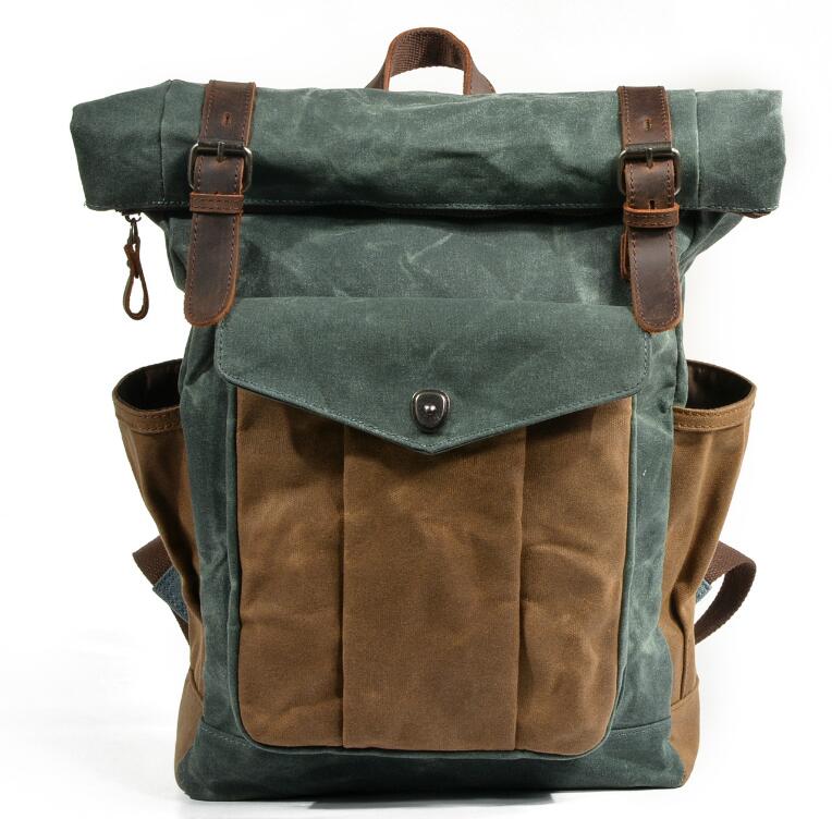 Men's Canvas Backpack Laptop Bag Travel Outdoor Sports Mountaineering Fashion