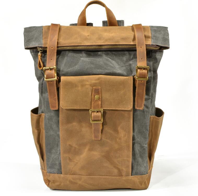 Men's Canvas Backpack Laptop Bag Leisure Travel Large Capacity Durable Washable