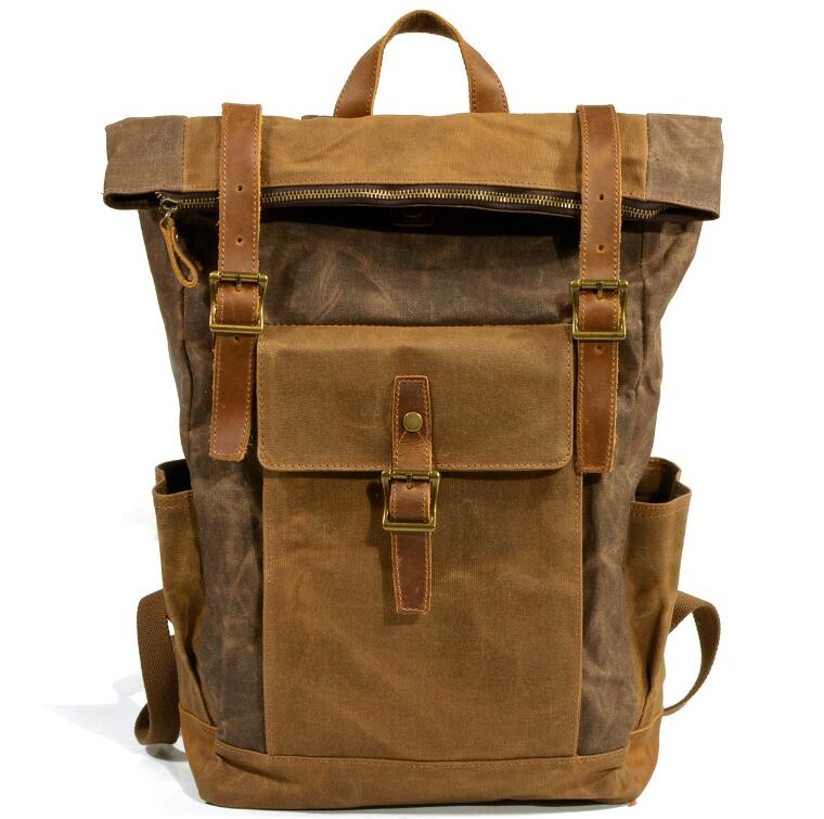 Men's Canvas Backpack Laptop Bag Leisure Travel Large Capacity Durable Washable