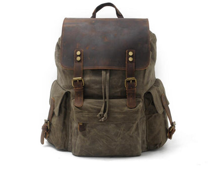 Men's Canvas Backpack Laptop Bag Waterproof Batik Retro Outdoor Traveling