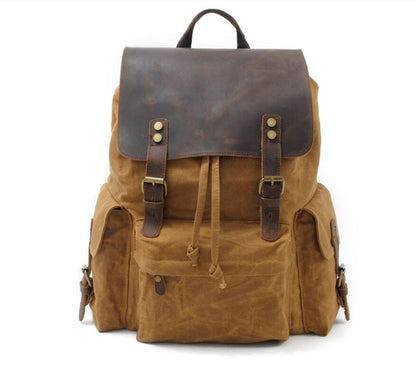 Men's Canvas Backpack Laptop Bag Waterproof Batik Retro Outdoor Traveling