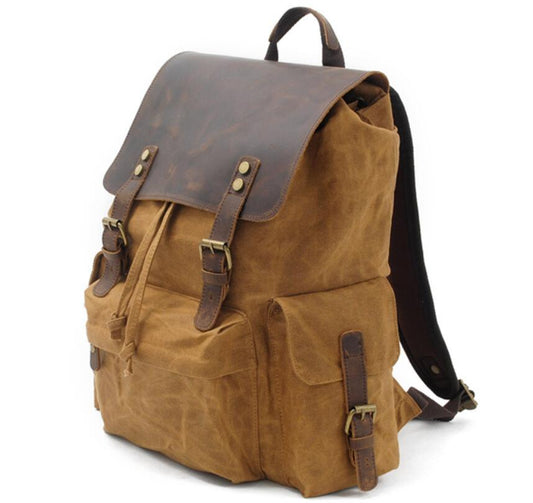 Men's Canvas Backpack Laptop Bag Waterproof Batik Retro Outdoor Traveling