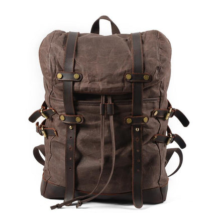 Men's Canvas Backpack Laptop Bag Casual Double Waterproof Outdoor Travel Student