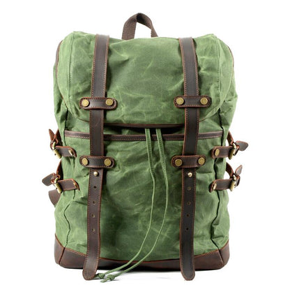 Men's Canvas Backpack Laptop Bag Casual Double Waterproof Outdoor Travel Student