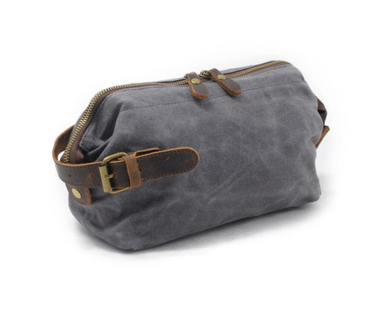 Men's Canvas Cosmetic Toiletry Bag Phone Hand Grab Pack Wash Retro Wrist Strap