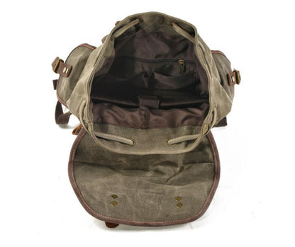 Men's Canvas Backpack Laptop Bag Outdoor Leisure Student Large Capacity Stitching Hiking