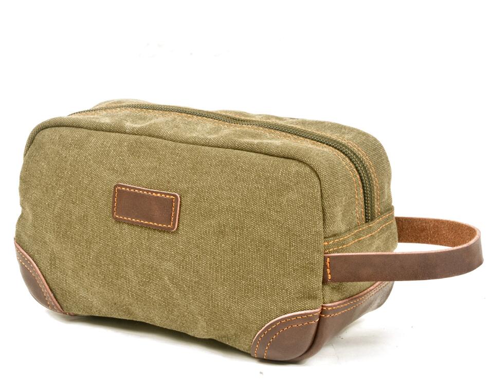 Men's Canvas Cosmetic Toiletry Bag Phone Casual Solid Storage Travel Makeup Large Capacity