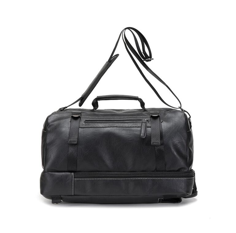 Men's PU Leather Backpack Laptop Bag Travel Large Capacity Portable Diagonal Span Dual Handbag