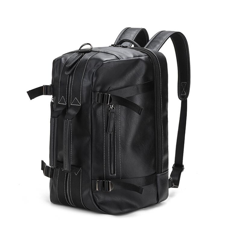 Men's PU Leather Backpack Laptop Bag Travel Large Capacity Portable Diagonal Span Dual Handbag