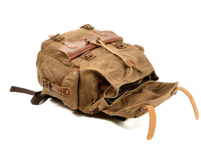 Men's Canvas Backpack Laptop Bag Outdoor Bump World War II Travel Western Cowboy