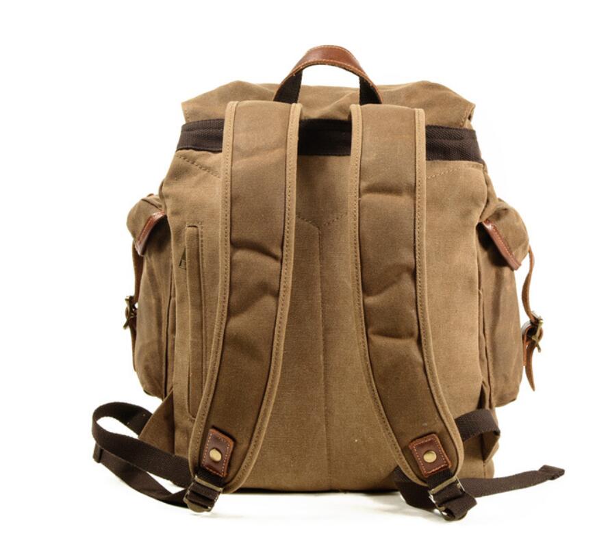 Men's Canvas Backpack Laptop Bag Outdoor Bump World War II Travel Western Cowboy