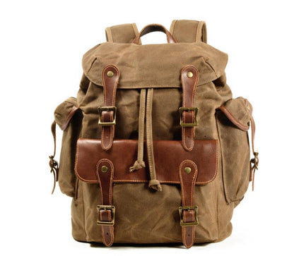 Men's Canvas Backpack Laptop Bag Outdoor Bump World War II Travel Western Cowboy