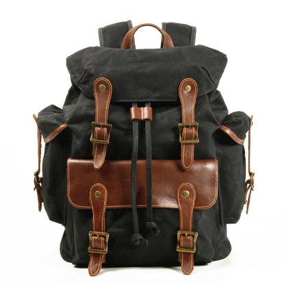 Men's Canvas Backpack Laptop Bag Outdoor Bump World War II Travel Western Cowboy