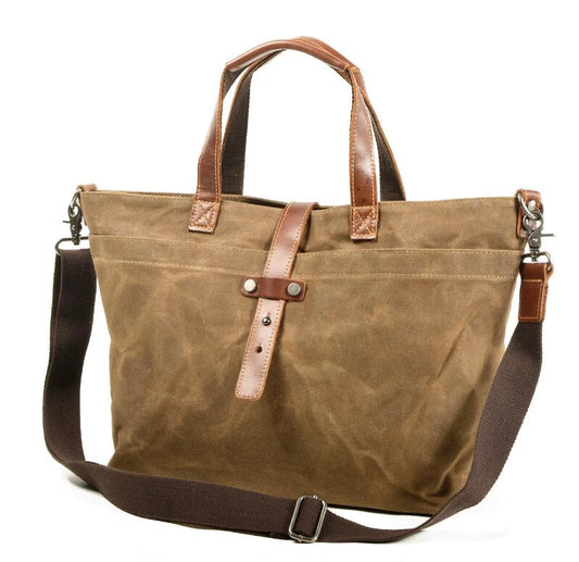 Women's Canvas Handbag Laptop Bag Splicing Simple Horizontal Solid Retro Folding