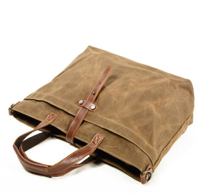 Women's Canvas Handbag Laptop Bag Splicing Simple Horizontal Solid Retro Folding