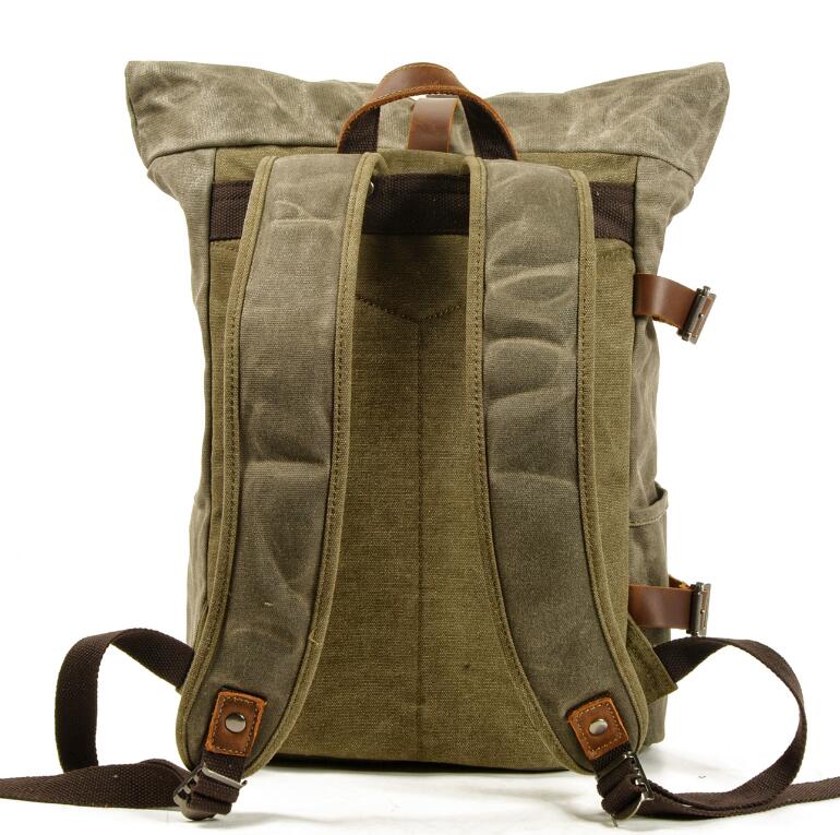 Men's Canvas Backpack Laptop Bag Multifunctional Anti-theft Mountaineering Anti-splash