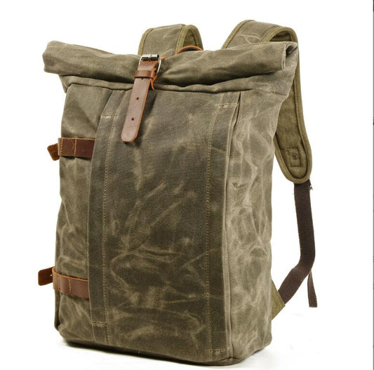 Men's Canvas Backpack Laptop Bag Multifunctional Anti-theft Mountaineering Anti-splash