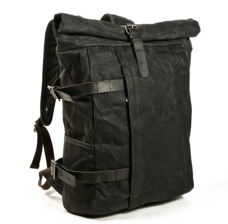 Men's Canvas Backpack Laptop Bag Multifunctional Anti-theft Mountaineering Anti-splash