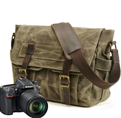 Men's Canvas Camera Bag Single Photography Large Capacity Nikon Canon Oblique SLR