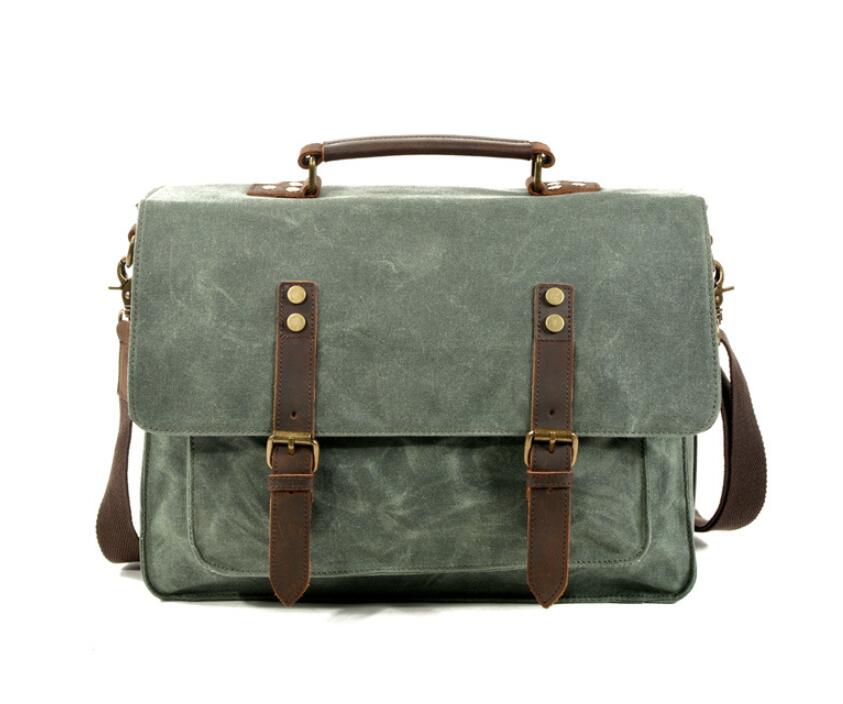 Men's Canvas Briefcase Laptop Bag Business Cross-body Casual Multi-function