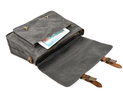 Men's Canvas Briefcase Laptop Bag Business Cross-body Casual Multi-function