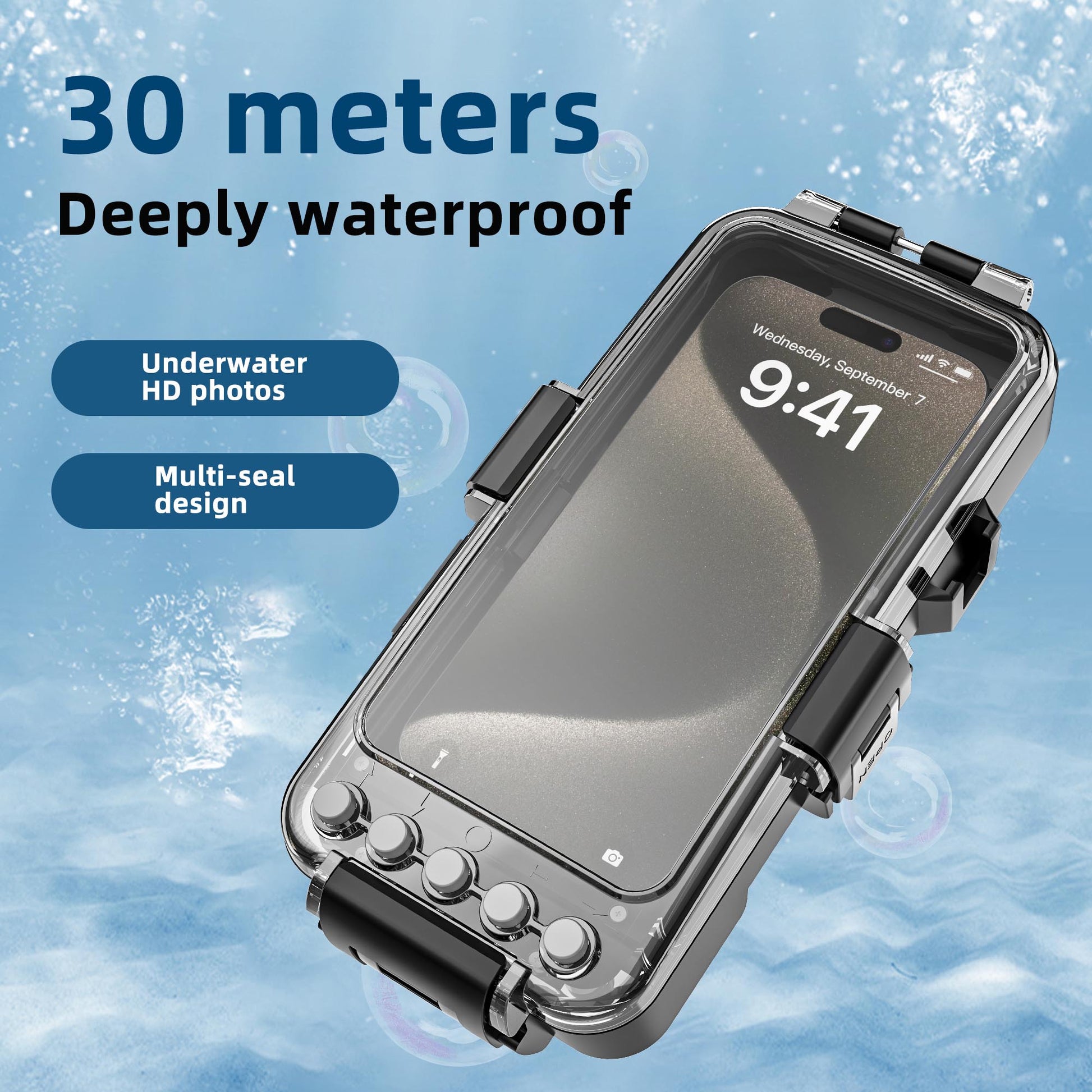 Ultramarine Technology 99FT Waterproof Phone Case | Air Inflation HD & Military Protection 