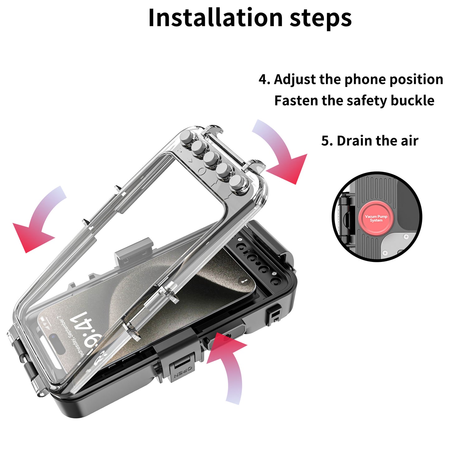 Ultramarine Technology 99FT Waterproof Phone Case | Air Inflation HD & Military Protection 