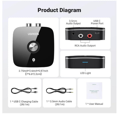 AUX HiFi 3.5mm Bluetooth 5.1 APTX HD Receiver Adapter