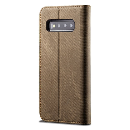 Retro Demin Wallet Leather Samsung Galaxy S10 Case Frosted TPU Shell