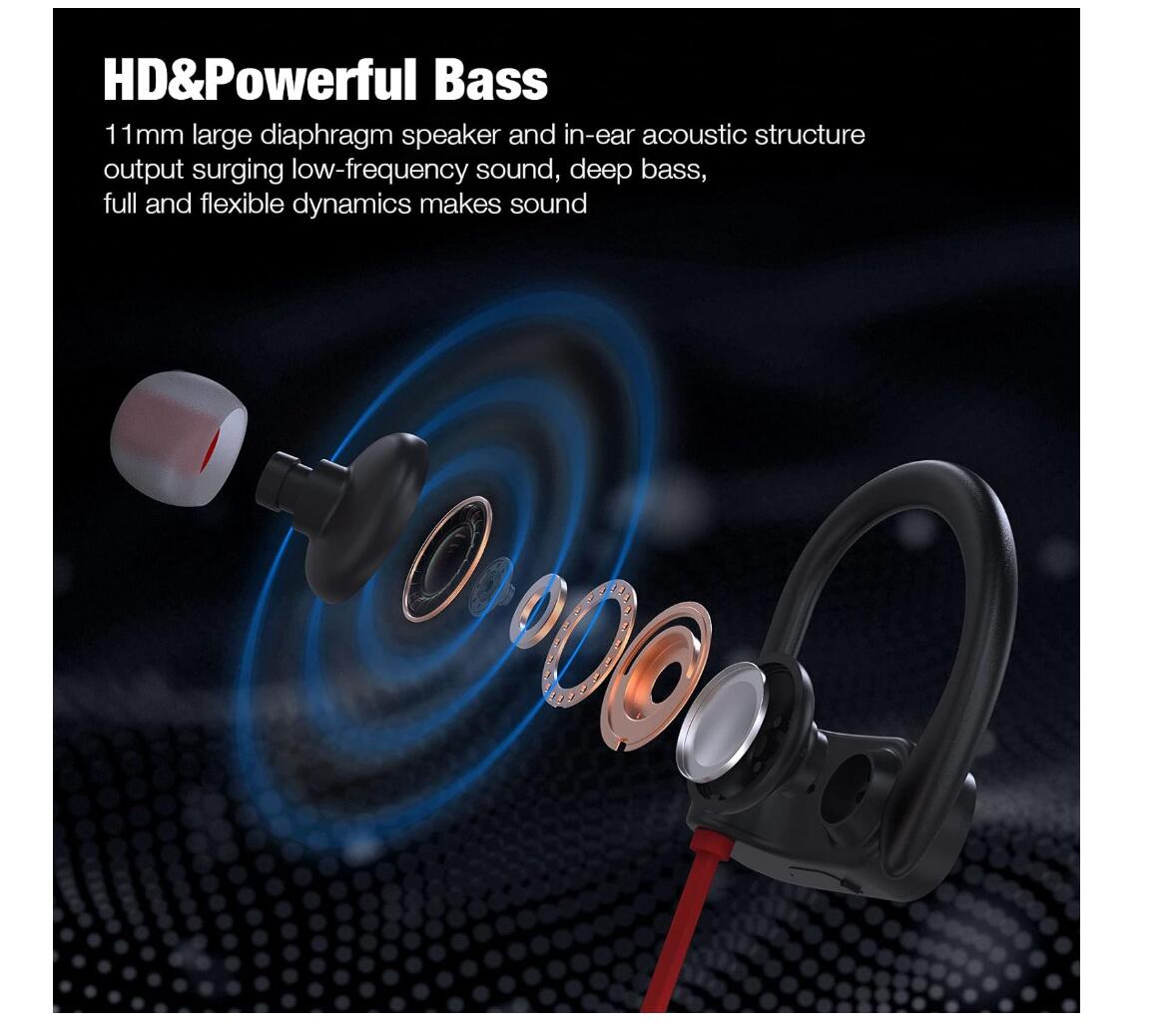 Bluetooth 5.3 16Hrs Playtime IPX7 Waterproof Earphone Running