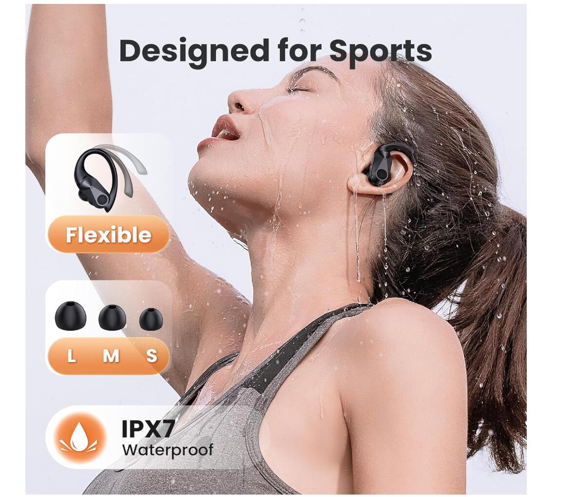 Bluetooth Earbuds 90Hrs IPX7 Waterproof Sports LED Display