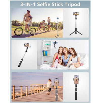 Bluetooth Selfie Stick with Light Wireless Remote Triple Portable