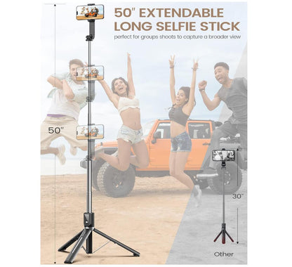 Bluetooth Selfie Stick with Wireless Remote Portable 5-in-1 Triple