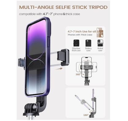 Bluetooth Selfie Stick with Wireless Remote Portable 5-in-1 Triple