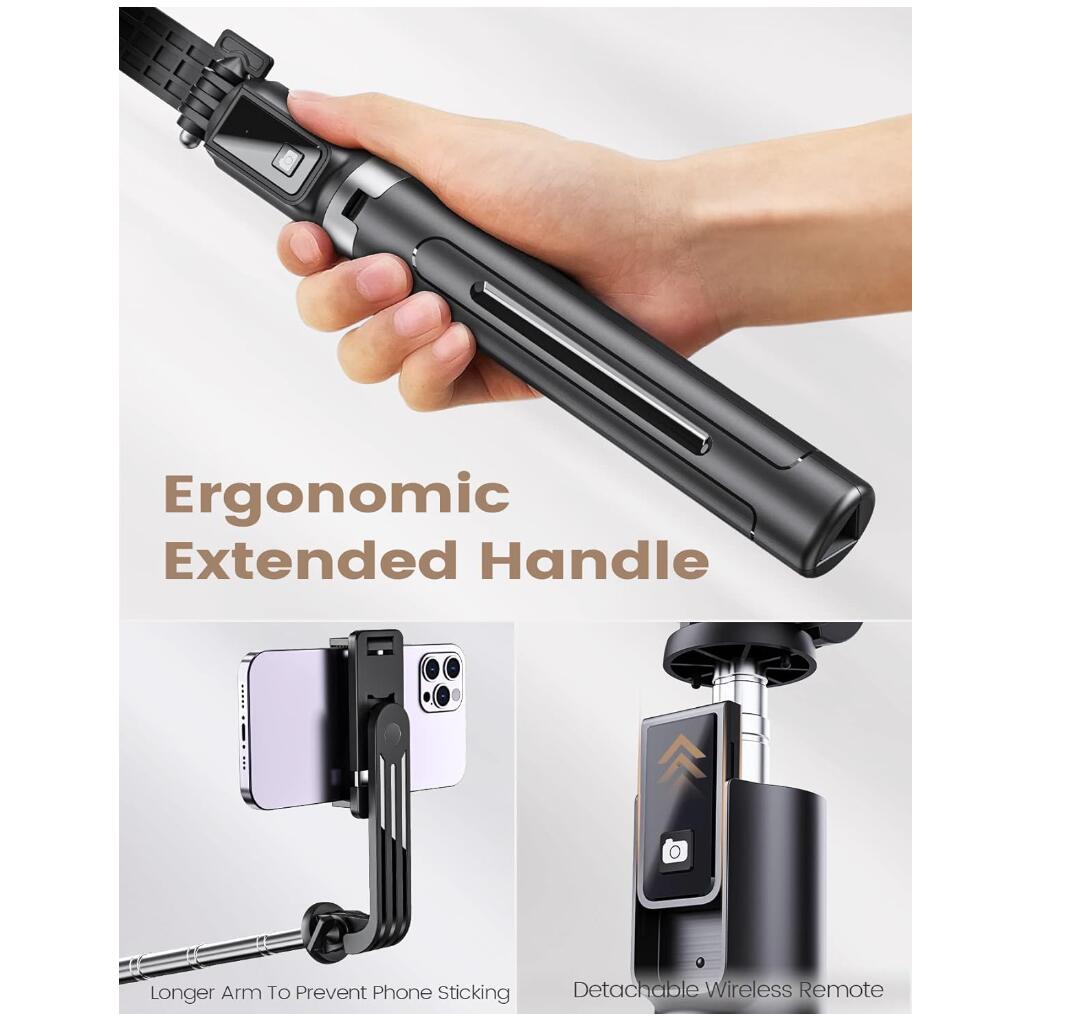 Bluetooth Selfie Stick with Wireless Remote Portable 5-in-1 Triple