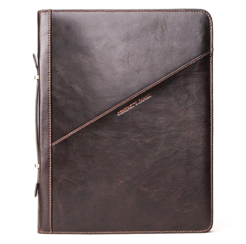 Apple iPad Pro 12.9 Genuine Leather Case Dual Pockets Zipper Portable Interlayer Multifunctional