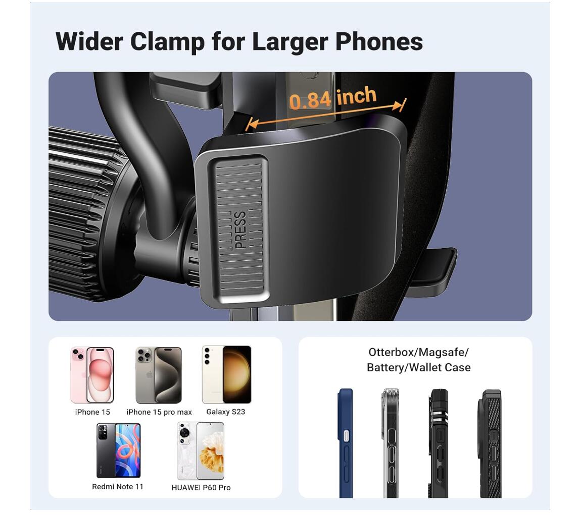 Car Mount Swing Arm Not Block Air Vent Wider Clamp Phone Holder