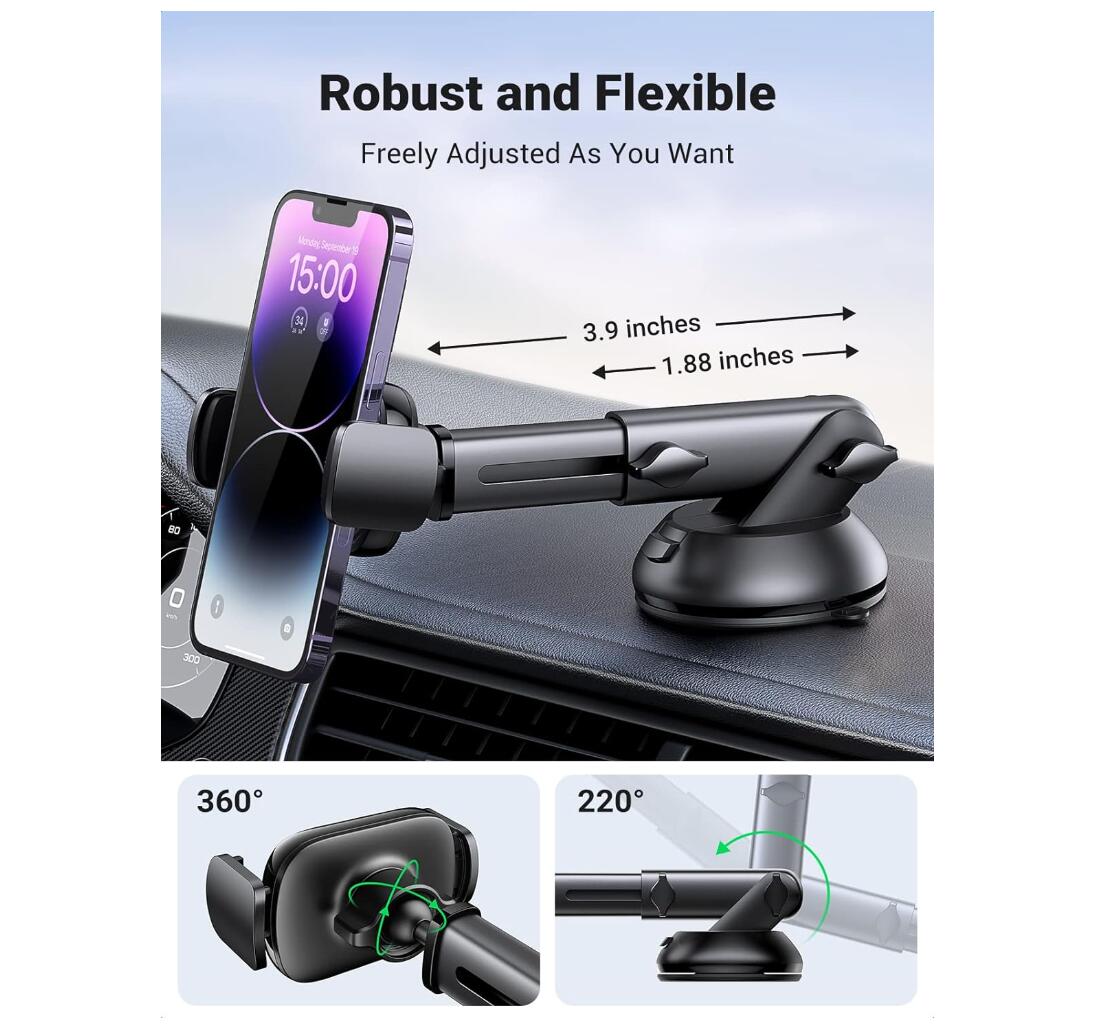 Car Phone Holder Suction Cup Windshield Window Dashboard Mount