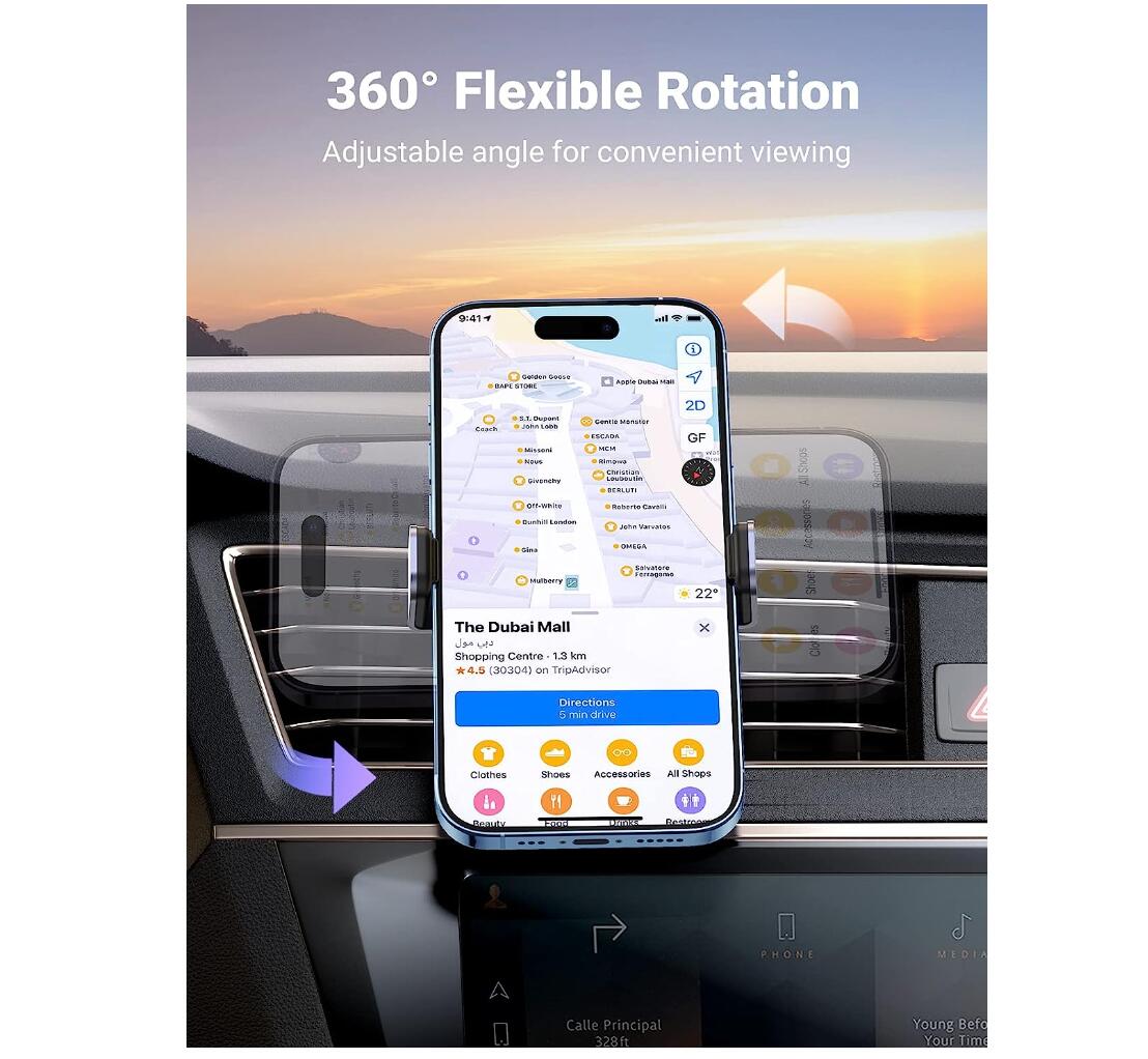 Car Phone Mount Air Vent Clip Holder 360 Degree Rotation Securely