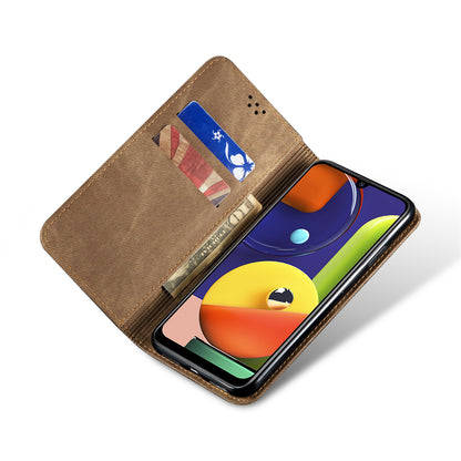 Retro Demin Wallet Leather Samsung Galaxy A30s Case Frosted TPU Shell