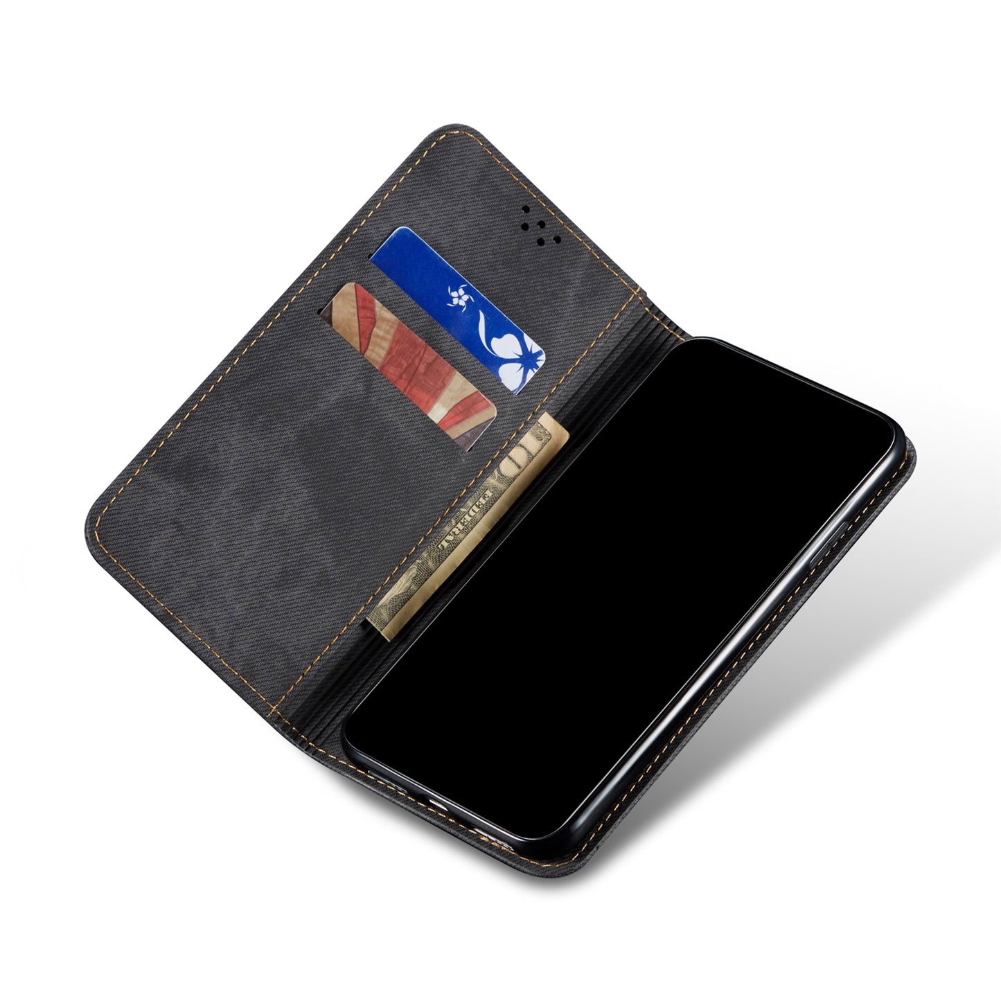 Retro Demin Wallet Leather Google Pixel 7 Case Frosted TPU Shell