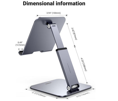 Desk Height Adjustable Aluminum Foldable Dock Tablet Stand Holder