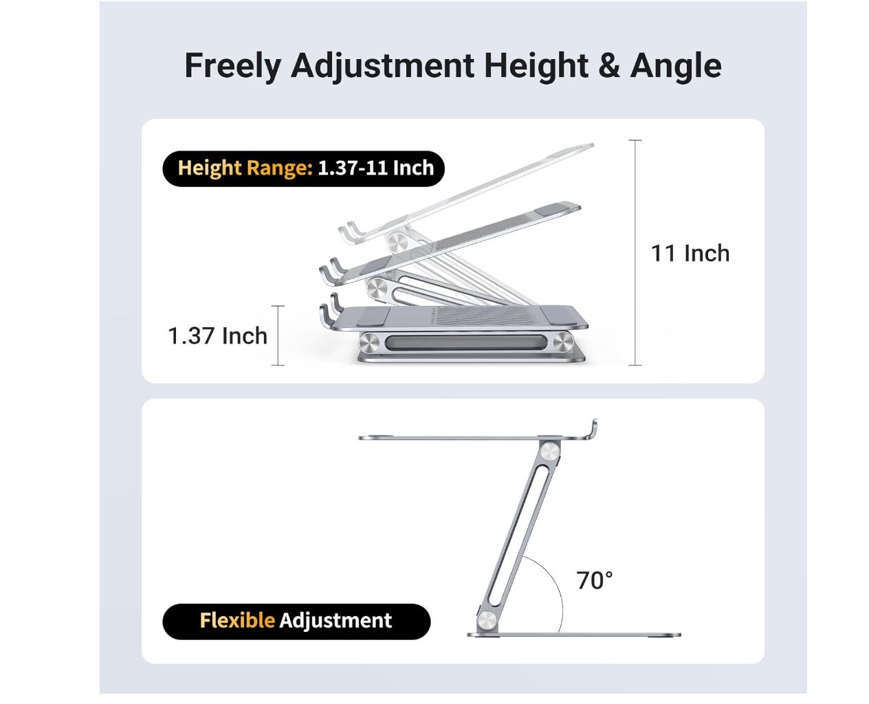 Desk Laptop Stand Holder Dual Rod Ergonomic Riser with Heat-Vent