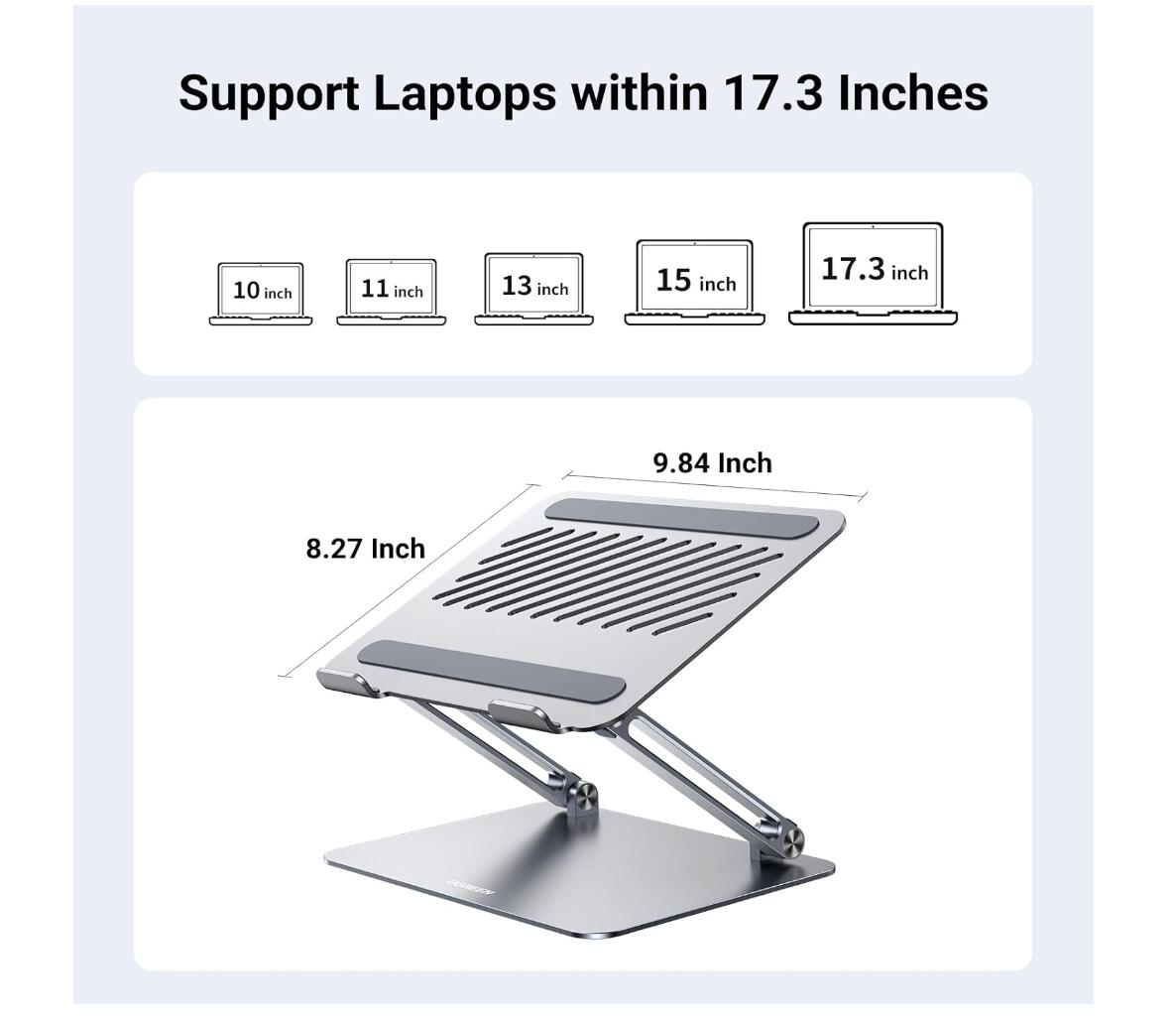 Desk Laptop Stand Holder Dual Rod Ergonomic Riser with Heat-Vent